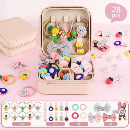 图片 28pcs Cute Pineapple & Carrot Hair Ties for Girls - Resin Cute Hair Accessorie, Perfect for Everyday Play & Casual Wear, Comes with storage box,Birthday Gift,Party Gift Pack,Christmas Gift